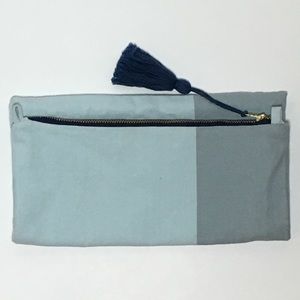 TRIBE ALIVE Blue Fold Over Clutch with Tassel
